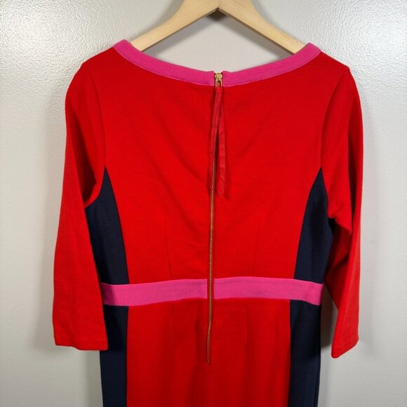 Boden Leah Ottoman Sheath Colorblock Dress Size 10 Knee Length Career Work Red - Picture 8 of 10